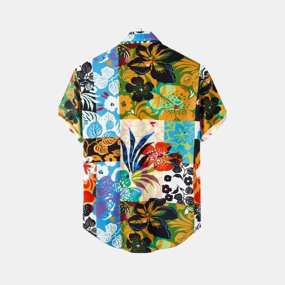 Desigual Floral & Leaf Print Holiday Casual Light Short Sleeve Shirts Large 2563 - Picture 4 of 14